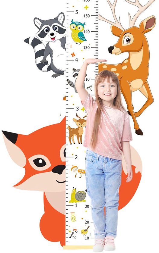 1 artikel - Groeimeter voor kinderen - Groeimeter voor kinderen - Meetmeter voor kinderen - Ophangbaar - Verwijderbaar - Wit - 199 x 20 cm - Voor aan de muur, in de kinderkamer of als decoratie — afbeelding 2