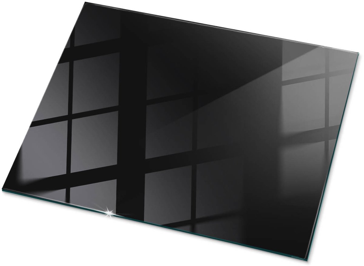 TULUP Tafelblad Glas - Kleur Zwart Glad Glasplaat Tafel - 80 cm x 60 cm - Zwart Veiligheidsglas - Rechthoekig Tafelblad Glas - Glazen Tafelblad voor de Woonkamer - Glazen Tafelblad Zwart Kleur Zwart Glad
