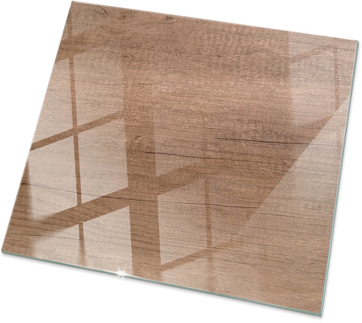 Tulup Tafelblad Glas - Natuurlijk Houtpatroon Glazen Plaat - 50 cm x 50 cm - Bruin Glasplaat Tafel - Vierkant Tafelblad Glas - Glazen Tafelblad voor de Woonkamer - Gehard Glas