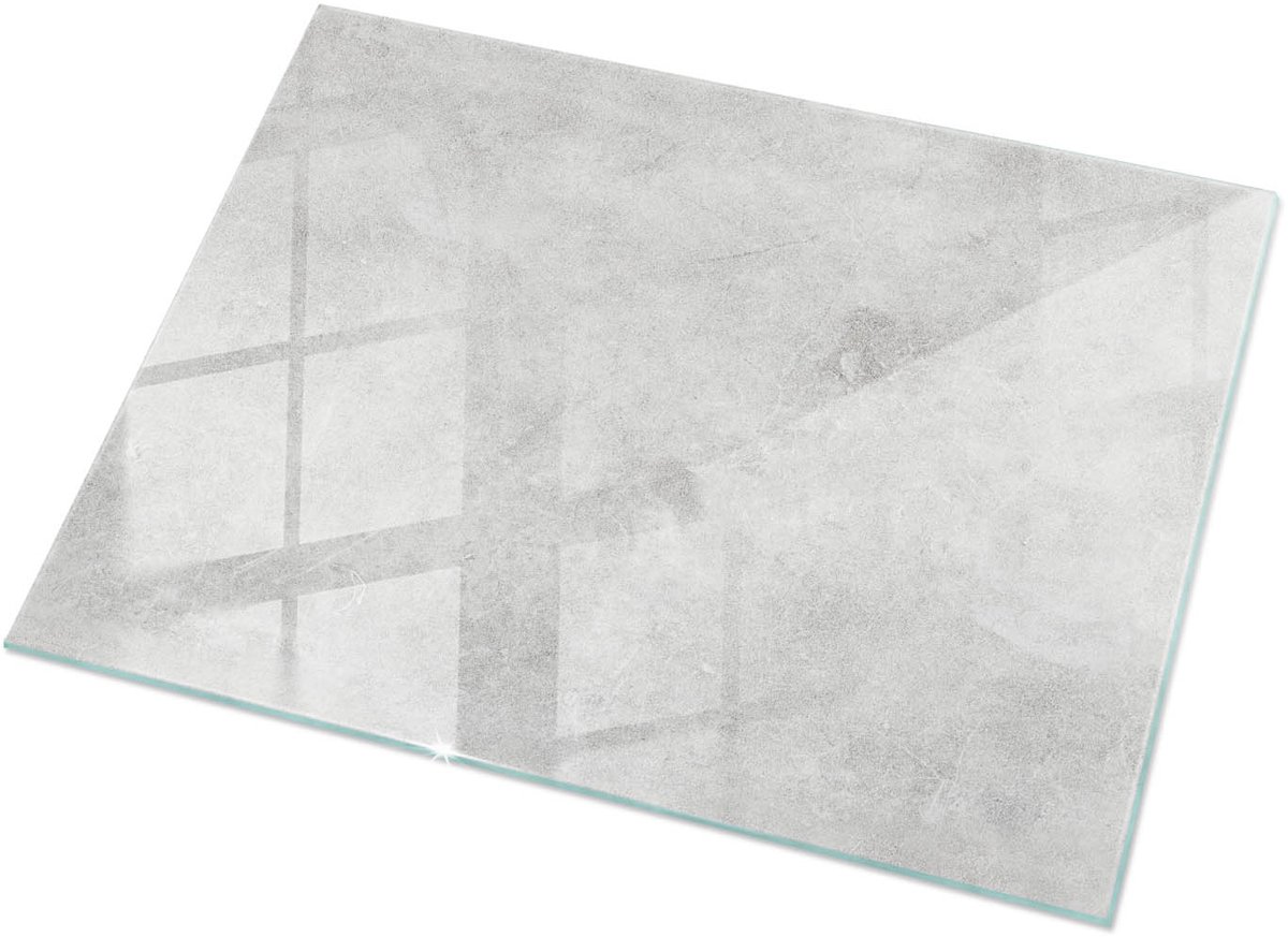 Tulup Tafelblad Glas - Betontextuur Met Scheuren Glazen Plaat - 120 cm x 80 cm - Grijs Glasplaat Tafel - Rechthoekig Tafelblad Glas - Glazen Tafelblad voor Tuin of Terrastafels - Gehard Glas