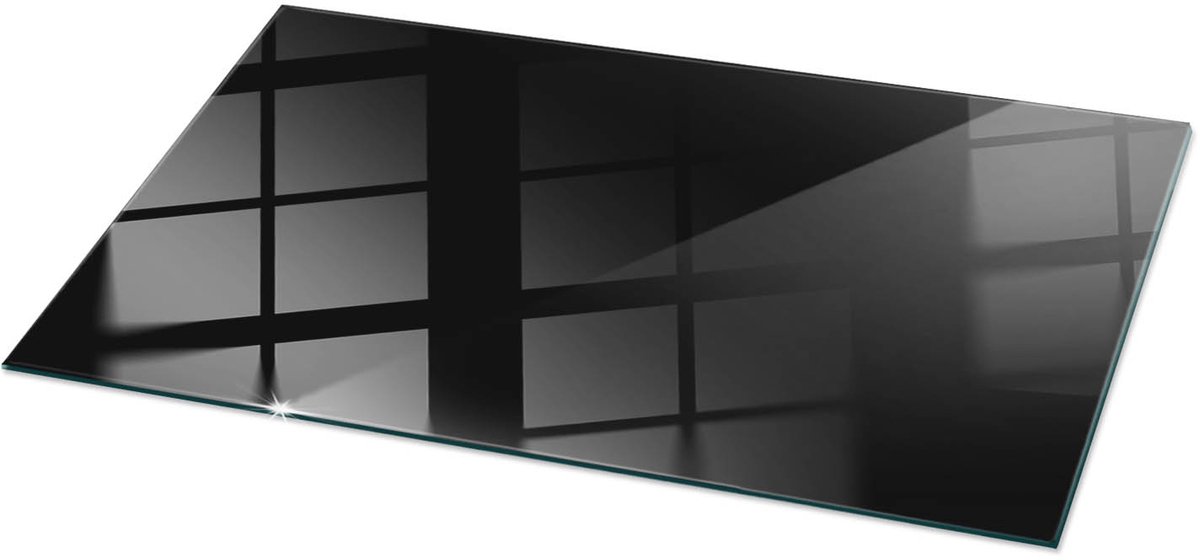 TULUP Tafelblad Glas - Kleur Zwart Glad Glasplaat Tafel - 100 cm x 50 cm - Zwart Veiligheidsglas - Rechthoekig Tafelblad Glas - Glazen Tafelblad voor Tuin of Terrastafels - Glazen Tafelblad Zwart Kleur Zwart Glad
