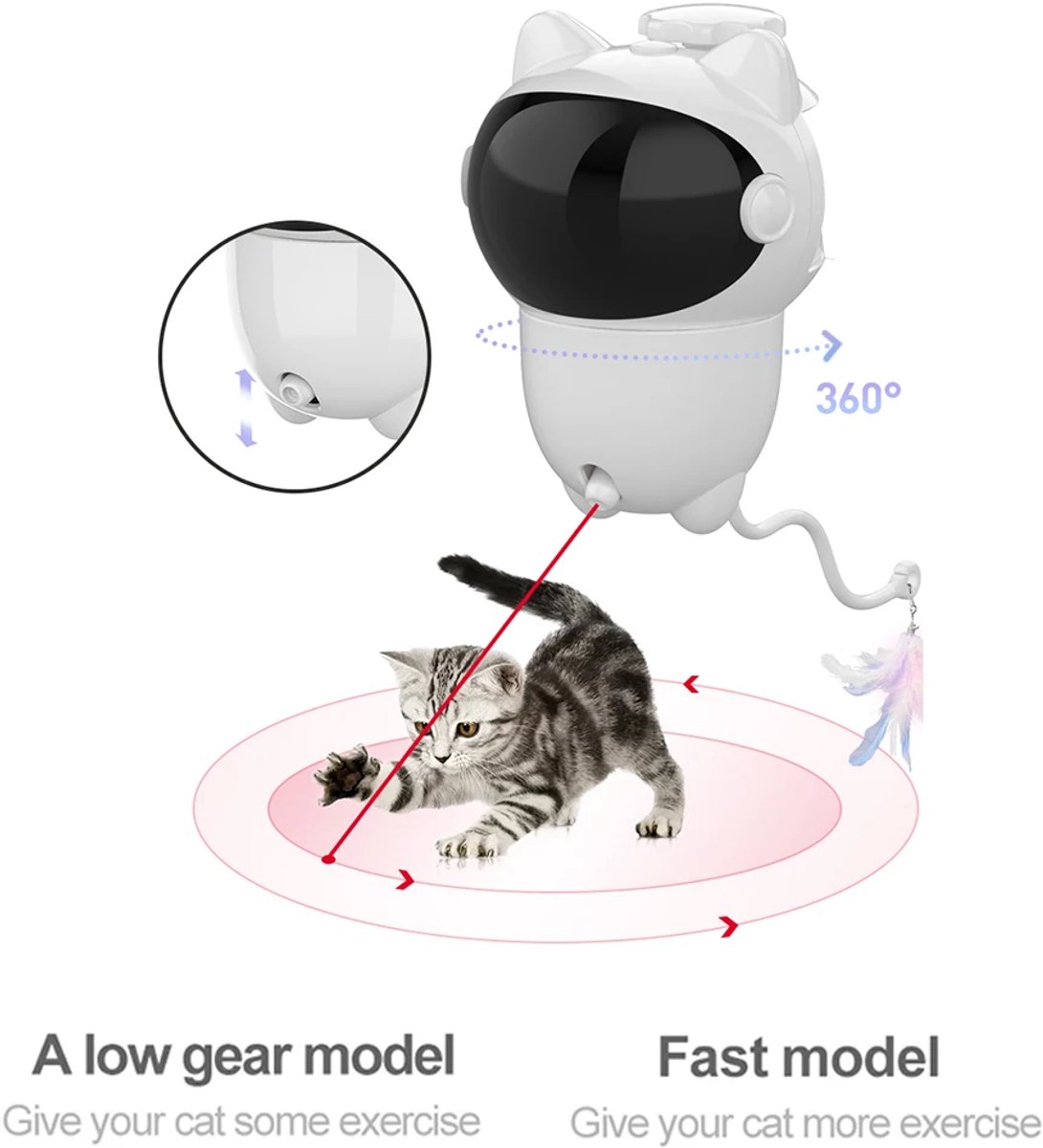 Automatisch Katten Speelgoed – Interactieve LED Laser 360° Rotatie - Katten laser speelgoed - Smart Huisdier Speeltje – Katten Speelgoed Accessoires – Voor Binnen & Buiten – Duurzaam & Slim thumbnail 3