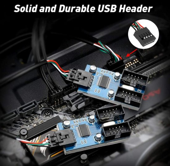 9 Pin USB Header Splitter, Motherboard 9Pin USB 2.0 Header 1 to 4 Ports ...