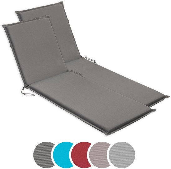 Ensemble de deux coussins de transat gris anthracite avec attaches. Disponible en plusieurs couleurs.