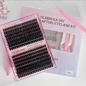 Individuele Wimpers 280PCS Cluster Wimpers DIY Wimper Extensions Kit D Krul 0.07mm 60D 9-16mm Brede Stam Lashes Individuele Wimpers Kit thuis(60D-D-Cluster Lash Extension Kit, Nep Wimpers)