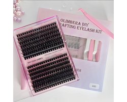 Individuele Wimpers 280PCS Cluster Wimpers DIY Wimper Extensions Kit D Krul 0.07mm 60D 9-16mm Brede Stam Lashes Individuele Wimpers Kit thuis(60D-D-Cluster Lash Extension Kit, Nep Wimpers)