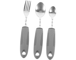 Bestek - Take Bestekset - 1 Set Anti-shake Serviesset - Serveergerei - Handen Eetgerei Met Grote Handvatten Aangepaste Adaptief Voor Één Hand Grepen Voor Gehandicapten - Roestvrij Staal - Grey