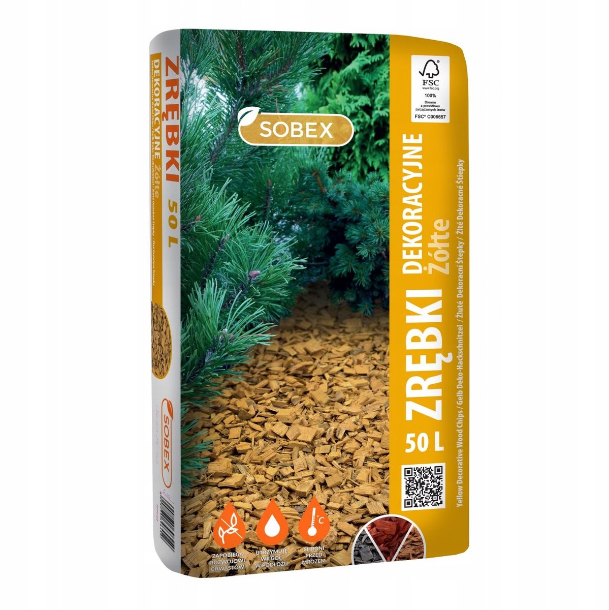 Sobex - Decoratieve Houtsnippers - Geel - 50L - Fractie 20-60mm