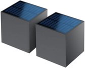 Luminize Solar tuinverlichting met schemersensor - 2 stuks - tuinverlichting op zonne energie - solar wandlamp buiten - 10x10x10cm - buitenlamp