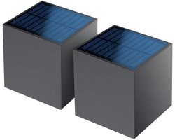 Luminize Solar tuinverlichting met schemersensor - 2 stuks - tuinverlichting op zonne energie - solar wandlamp buiten - 10x10x10cm - buitenlamp