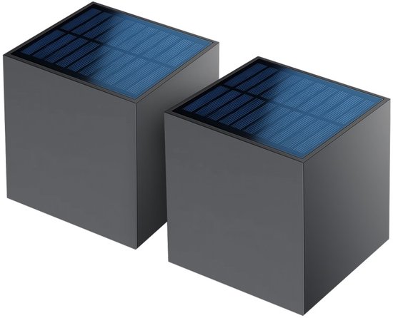 Luminize Solar tuinverlichting met schemersensor - 2 stuks - tuinverlichting op zonne energie - solar wandlamp buiten - 10x10x10cm - buitenlamp