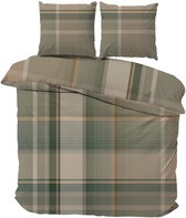 ABAKUHAUS Schotse ruit Dekbedovertrekset, Schotse Folklore Pattern, Decoratieve delige Bedset met siersloop, 130 x 200 cm - 70 x 50 cm, Dark Green Black