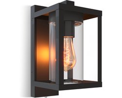 Calex Wandlamp Naples Inclusief lichtbron - E27 - Weerbestendige Buitenlamp - Dag/Nacht sensor - Eenvoudig te Monteren - Zwart- Complete wandlamp