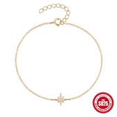 Helin life Dames Armband met zirkonia – 925 Zilver – Goudkleurig– Ster Ontwerp – Luxe & Elegant Cadeau-Geschenkdoos en wenskaart- CadeauVrouw/Vriendin/Moeder
