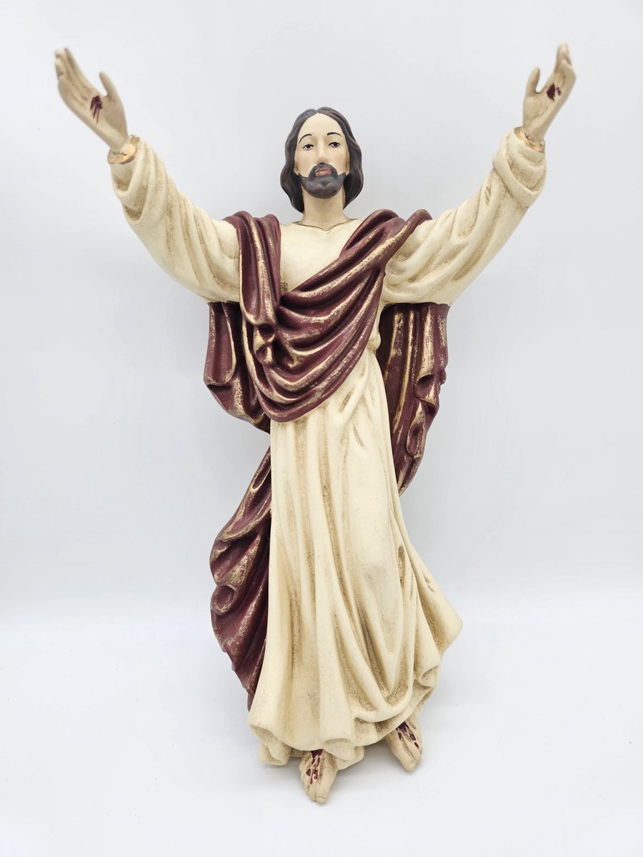 Jezus Christus met open armen - beeld 28 cm - muurbeeld - materiaal polystone - religieus beeld - katholiek