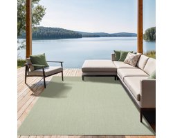 the carpet Mistra – robuust buitentapijt, modern & weerbestendig, voor balkon, terras, keuken of serre, groen met fijn geweven structuur, 80 x 150 cm