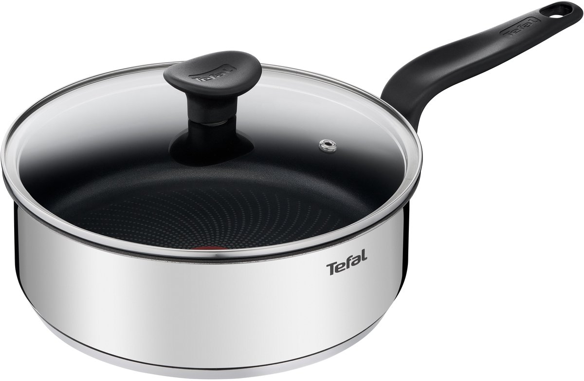TEFAL E3093204 PRIMAIRE roestvrijstalen sauteerpan met antiaanbaklaag 24 cm + deksel, geschikt voor inductie