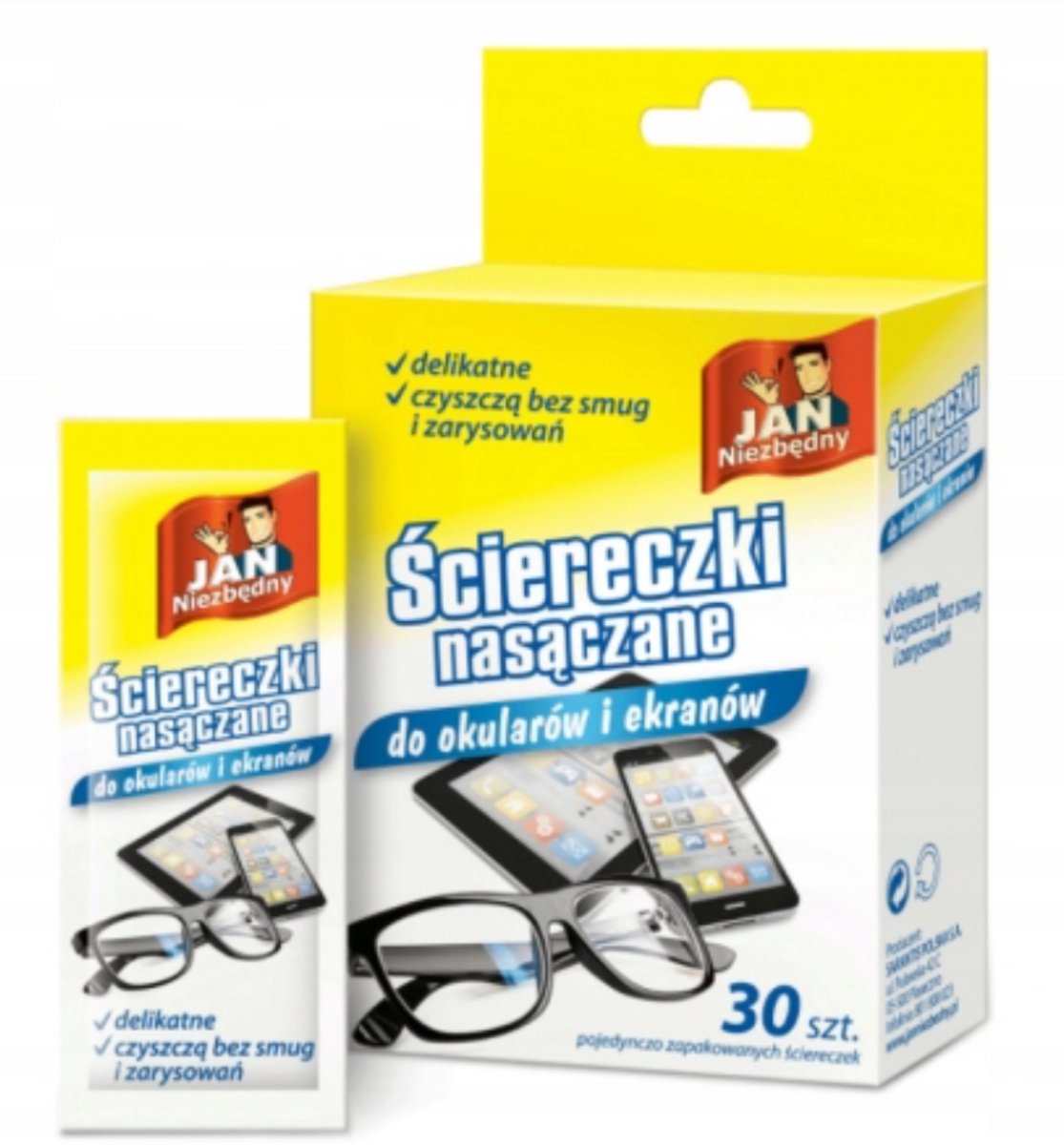 Jan Niezbędny Serie - Nasstootdoekjes voor Brillen - 30 Stuks - Reiniging - Individueel Verpakt