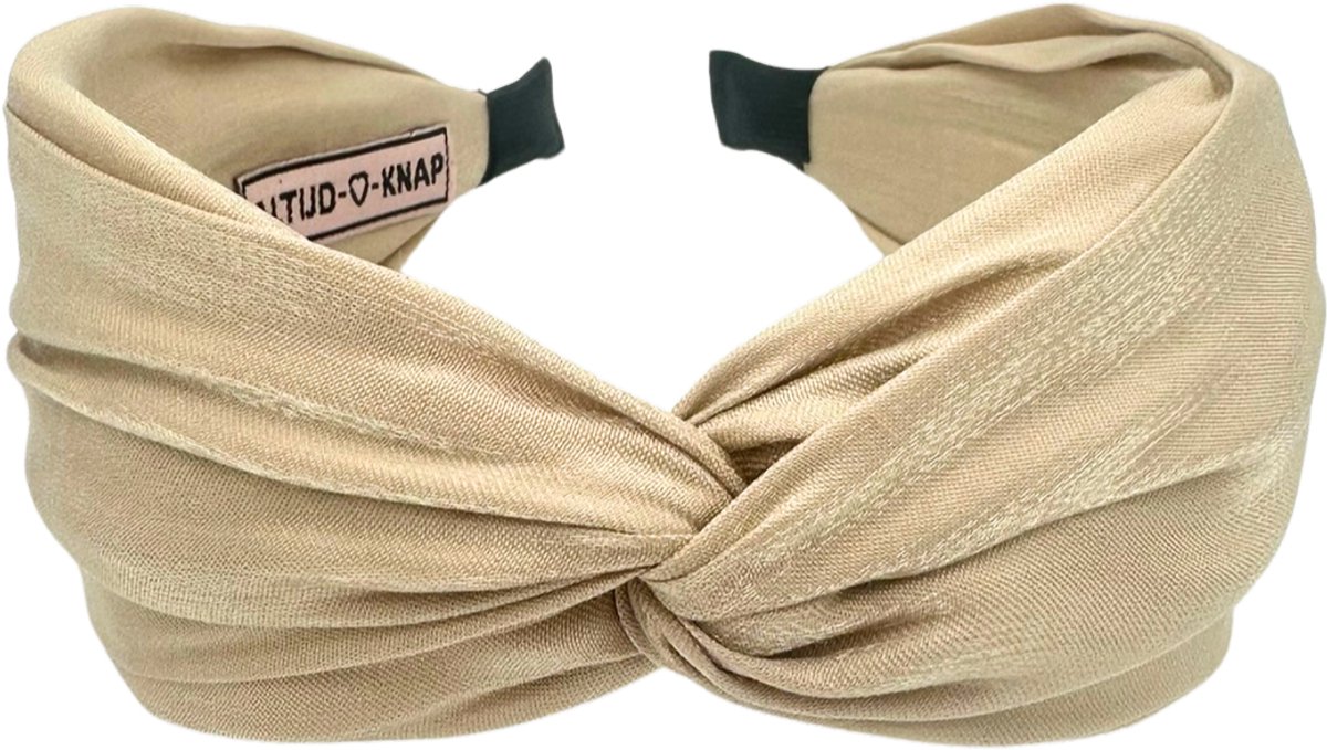 Altijd Knap - Haarband Shining Beige - Brede beige haarband met lichte glans