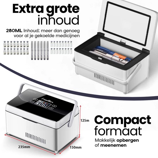 MODITO Medicijnkoelkast PRO - draagbare mini koelkast voor medicatie - zilver van Merkloos — afbeelding 4