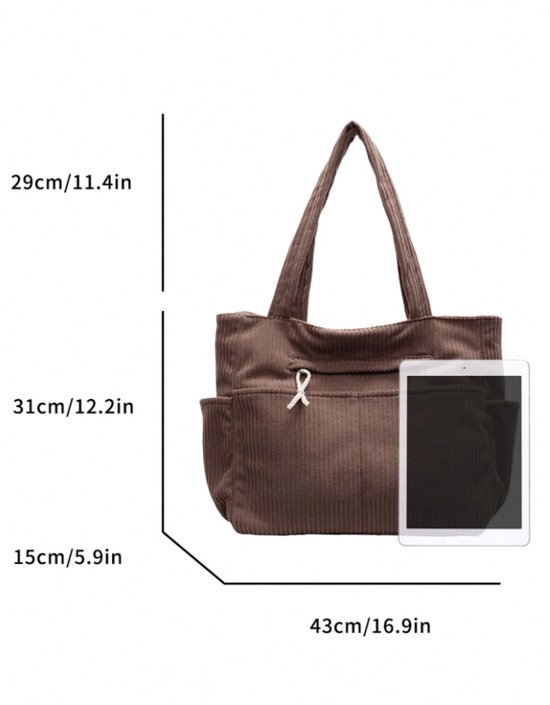 Sac bandoulière Trendy en velours côtelé S&E – Minimaliste et spacieux – Rose