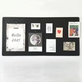 Groot tableau en liège 60 x 40 cm - Tableau décoratif en liège feutré - Épaisseur 0 cm - Tableau photo pliable avec ruban adhésif - Tableau de visualisation autocollant - Feutre - noir