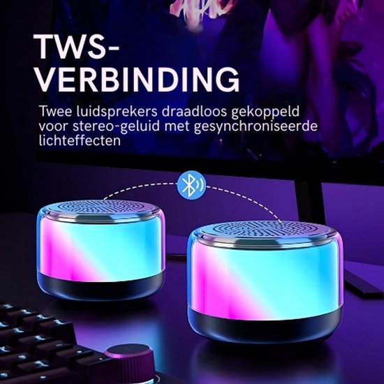 Draadloze Speaker BW200 – Mini Speaker met RGB-licht – Waterdicht - Draagbaar. — afbeelding 2