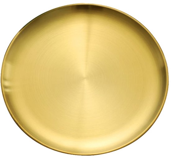 TRANKIELO® – Plateau doré 26 cm – Décoratif et fonctionnel – Plat de service rond – Organisateur de rangement – Acier inoxydable