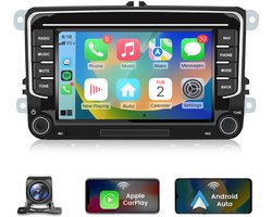 Junsun autoradio Geschikt voor VW GOLF 5 6 Touran Tiguan Passat Skoda Seat draadloos CarPlay Android Auto Auto Intelligent Systeem Auto Multimedia speler 2din - GPS Navi & SWC & Bluetooth & Wifi & 4G LTE & KAM- 6+128 GB