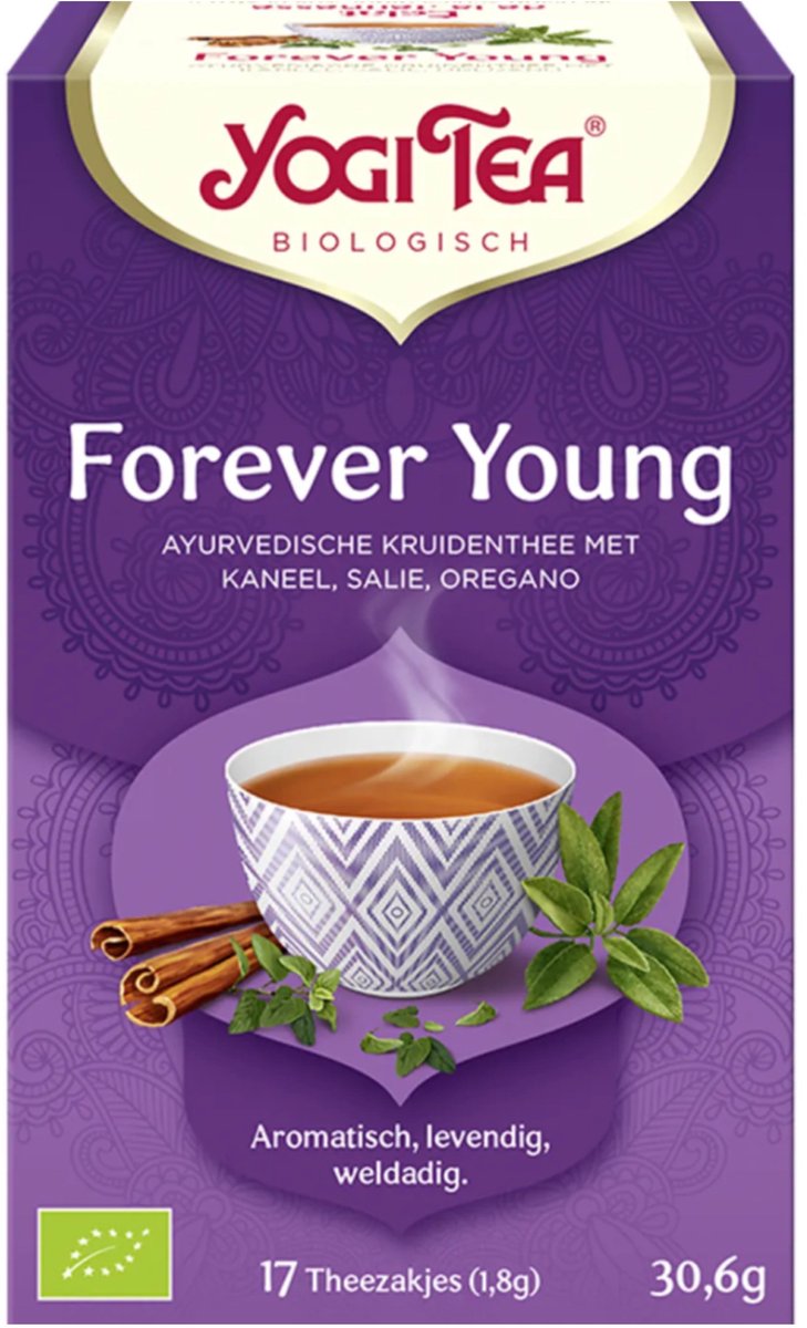 Yogi Tea Forever Young Bio - Biologische Kruidenthee met Salie, Kaneel en Kurkuma voor Vitaliteit en Verjonging