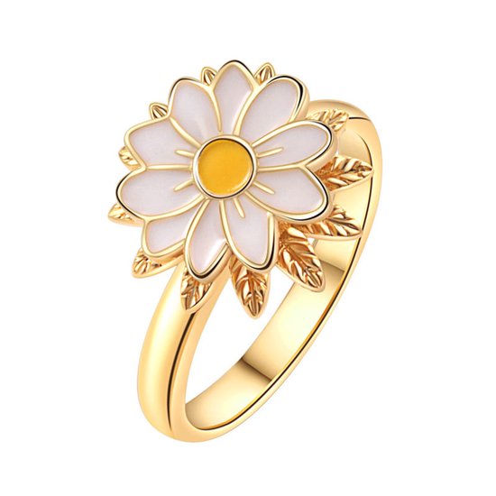 Fidget ring bloem - Ringen dames - Goudkleurig - Anti-stress - Anti-angst - Spinner ring - flower - Goud