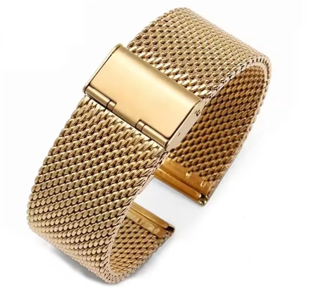 Actie4you® - Mesh - Fijn Geweven Horlogebandje - Horlogeband - Roestvrij Staal - Quick Release Bandpennen - Makkelijk Zelf Te Bevestigen - 24MM - Goud