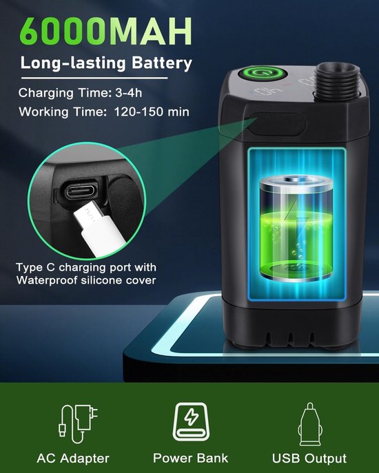 Douche Portable Eubestchoice 6000mAh – Rechargeable USB – 4 Jets – Pour Camping