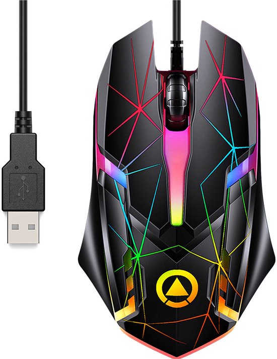 NAXSIR Gaming muis - Kabelverbonden, USB, 3 DPI-niveaus (1200/1600/2400) - RGB-verlichting