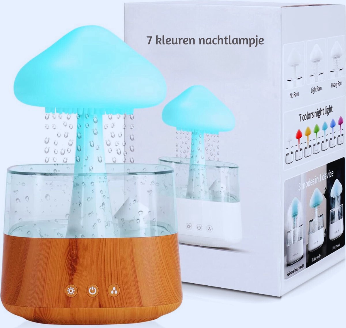 Thuys – Rain Cloud Luchtbevochtiger – Nano Mist Bevochtiger & Diffuser Voor Thuis – Houtnerf