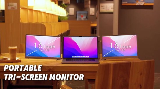 16" - Portable Monitor - Laptopscherm: 12-17.3" - Draagbare Monitoren - Beeldscherm - Inclusief Beschermhoes - 1920x1200P - 60 Hz - HDMI & USB-C - Grijs
