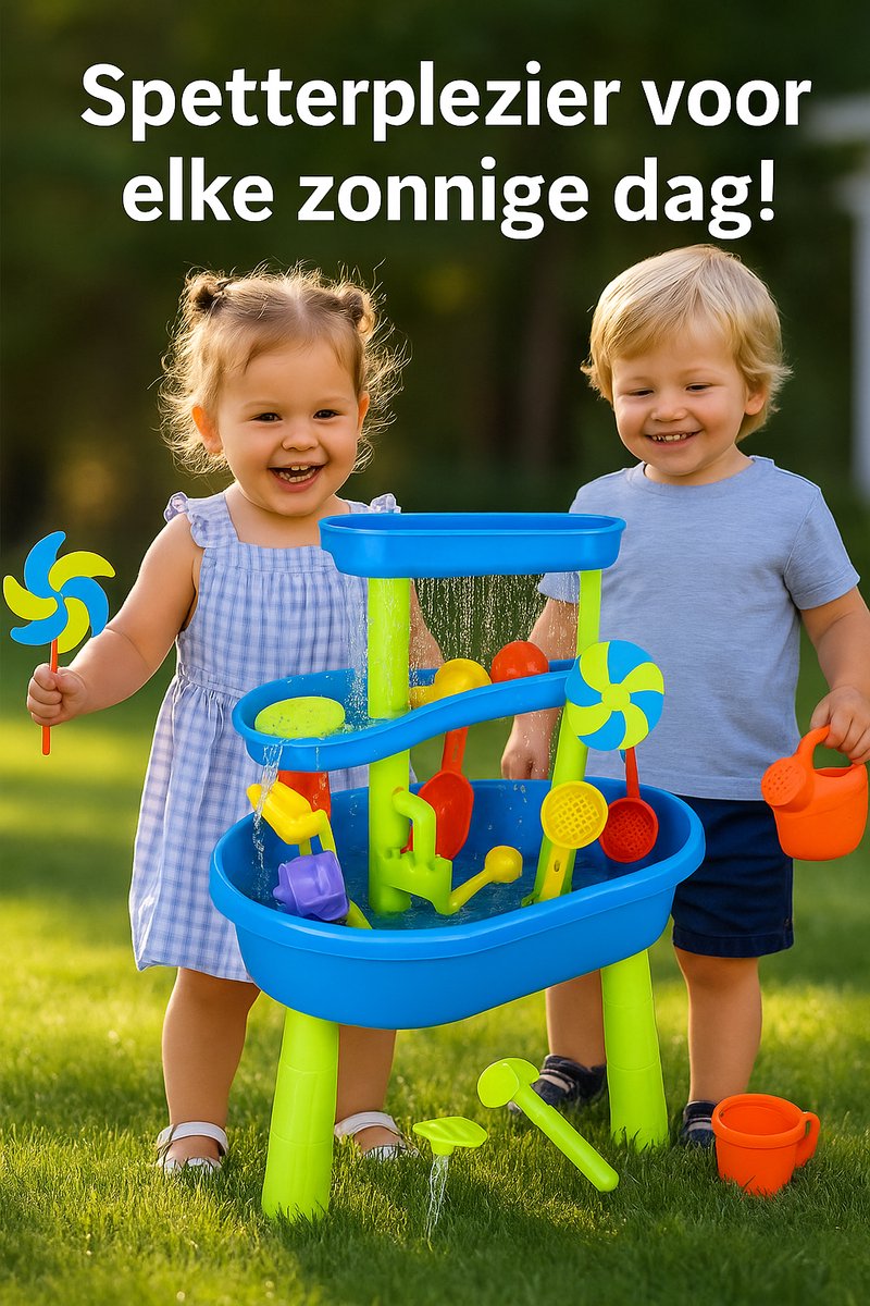 Watertafel & Zandtafel in één - 36-delig Buitenspeelgoed - Water speelgoed voor kinderen - 3-laagse watertafel - Hoogte van 71 cm — afbeelding 8