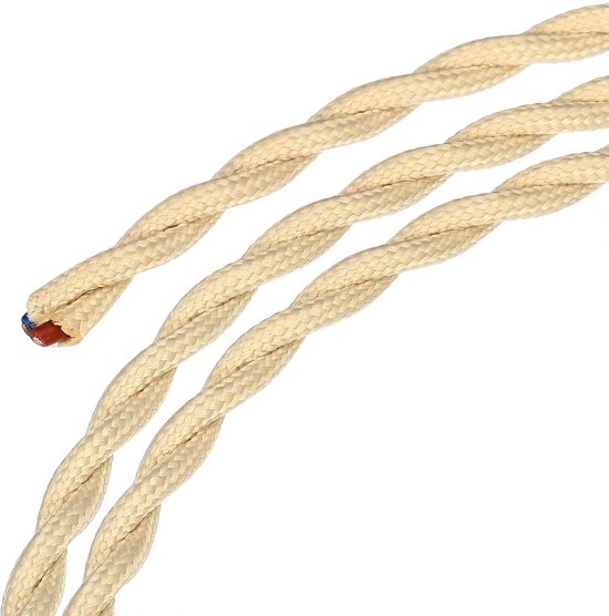 Tissu torsadé, recouvert, fil, 2 conducteurs, 18 AWG, 10 m, tissé vintage, tissu électrique, câble de suspension, transparent, projet DIY, beige