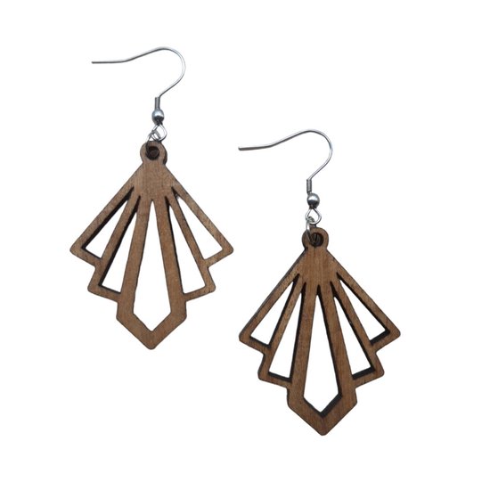 Spirit&Pine - Aurelia Diamond - Boucles d'oreilles en bois - Boucles d'oreilles géométriques - Boucles d'oreilles pendantes bohèmes - Style Boho - Afromosia