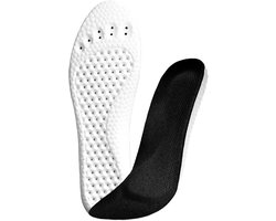 Traagschuim inlegzolen voor dames en heren, comfortabele vervangende schoeninlegzolen voor trainers, sneakers, laarzen en wandelschoenen, ademend, dempend (zwart/voetafdruk, maat 37, 37,5)