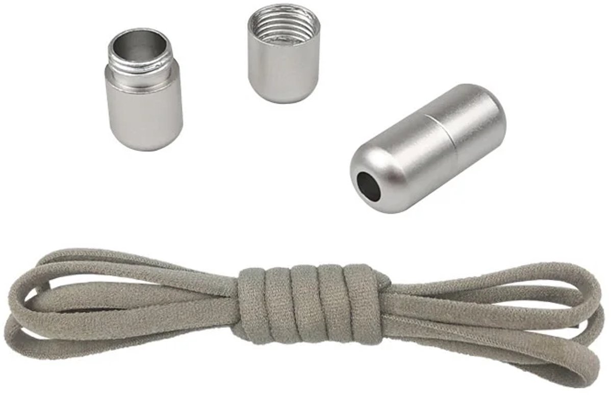 CHPN - Veters - Schoenveters - Grijs - Lock veters - Met Slotje - Ronde Elastische Schoenveters - Unisex - One size - 105CM