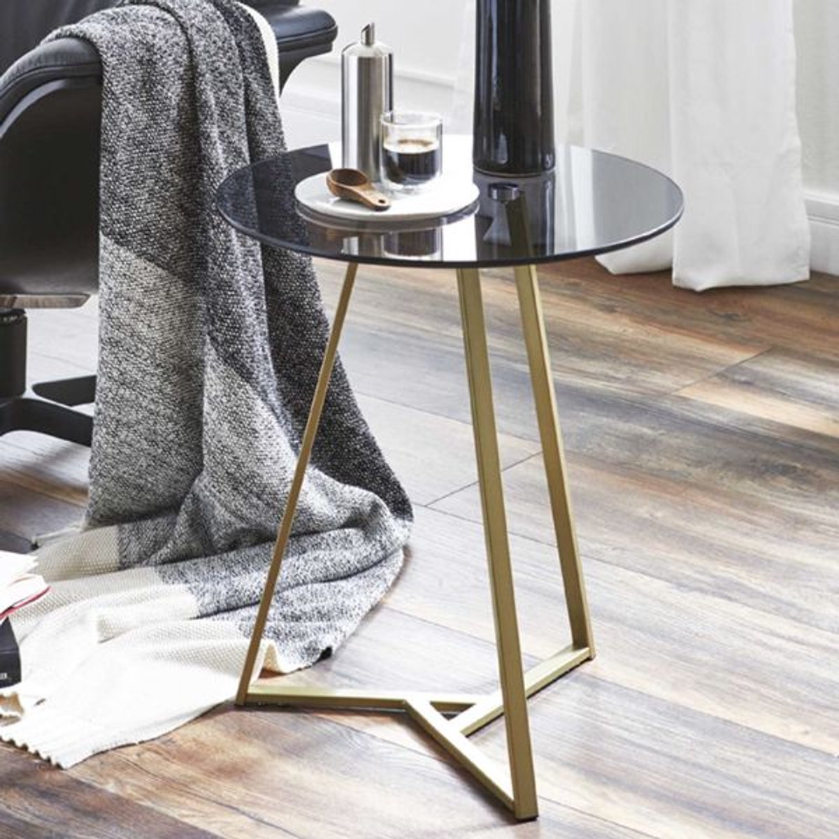 Bijzettafel | Ø45 Cm X 50 Cm | Grijs-goud