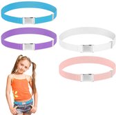 4 stuks - Elastische kinderriem, verstelbare tailleband met gemakkelijke magnetische gesp, geschikt voor denim shorts, broeken, jurken, jeans 75cm (multicolor)