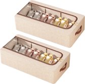FINZOO Schoenorganizer voor closet, past voor 16 paar, grote schoenenkast, schoenendoos met doorzichtig deksel, sterke opbergkist, opvouwbaar, klein mini-schoenenrek, smal, ruimtebesparend