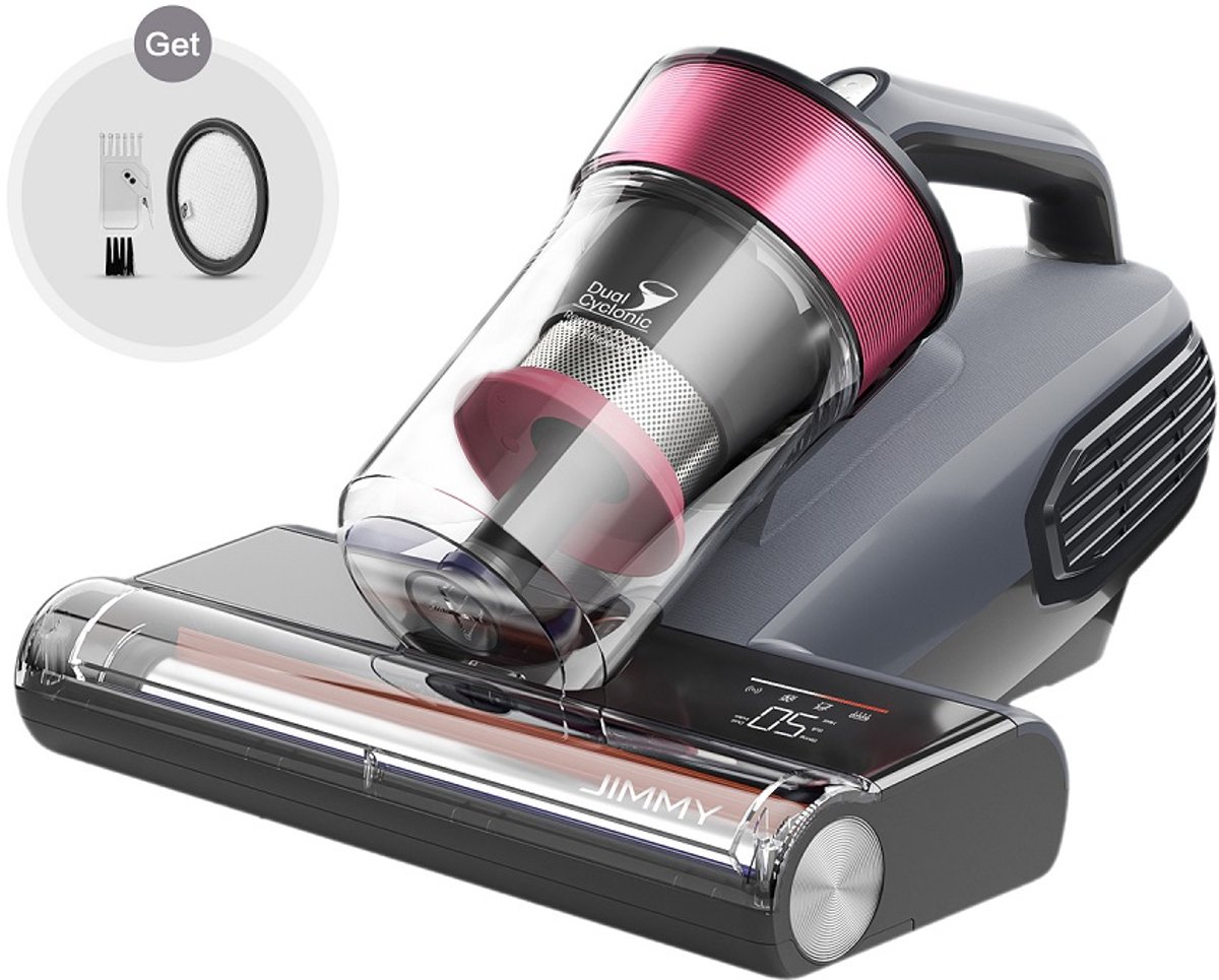 JIMMY BX8 Matrasstofzuiger, met UV-licht, 600 W krachtige zuigkracht, ultrageluid, heteluchttechnologie, LED-scherm en slimme stofsensor, grijs - EU-stekker
