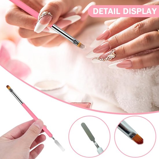 4 stuks nagelborstels voor gelnagels - dubbele nagelborstels - platte manicure - builder nagels - kunstgereedschap - borstelduwer - schilderpen voor doe-het-zelf gelnagels — afbeelding 3