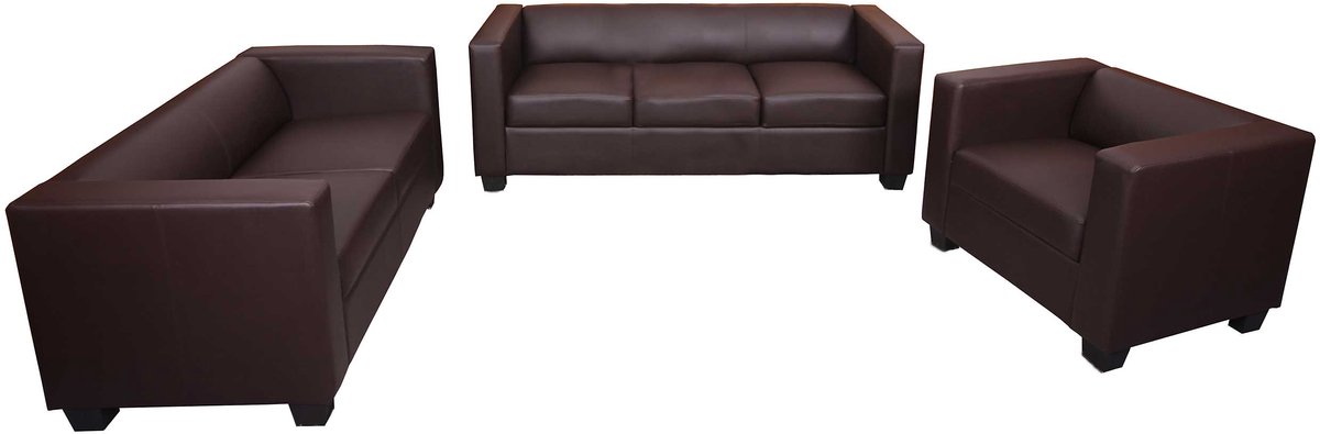 3-2-1 bankstel bankstel loungebank Lille ~ kunstleer, koffie