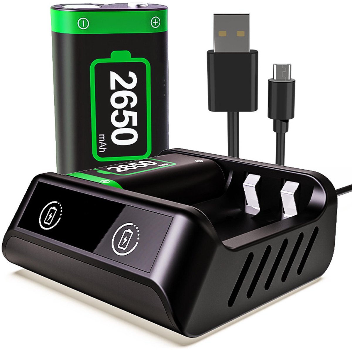 NAXSIR - Xbox Oplaadbare Batterijset met Dock - 2650mAh - Compatibel met X/S/One/Elite - Snel Ladend - Oververhittingsbescherming