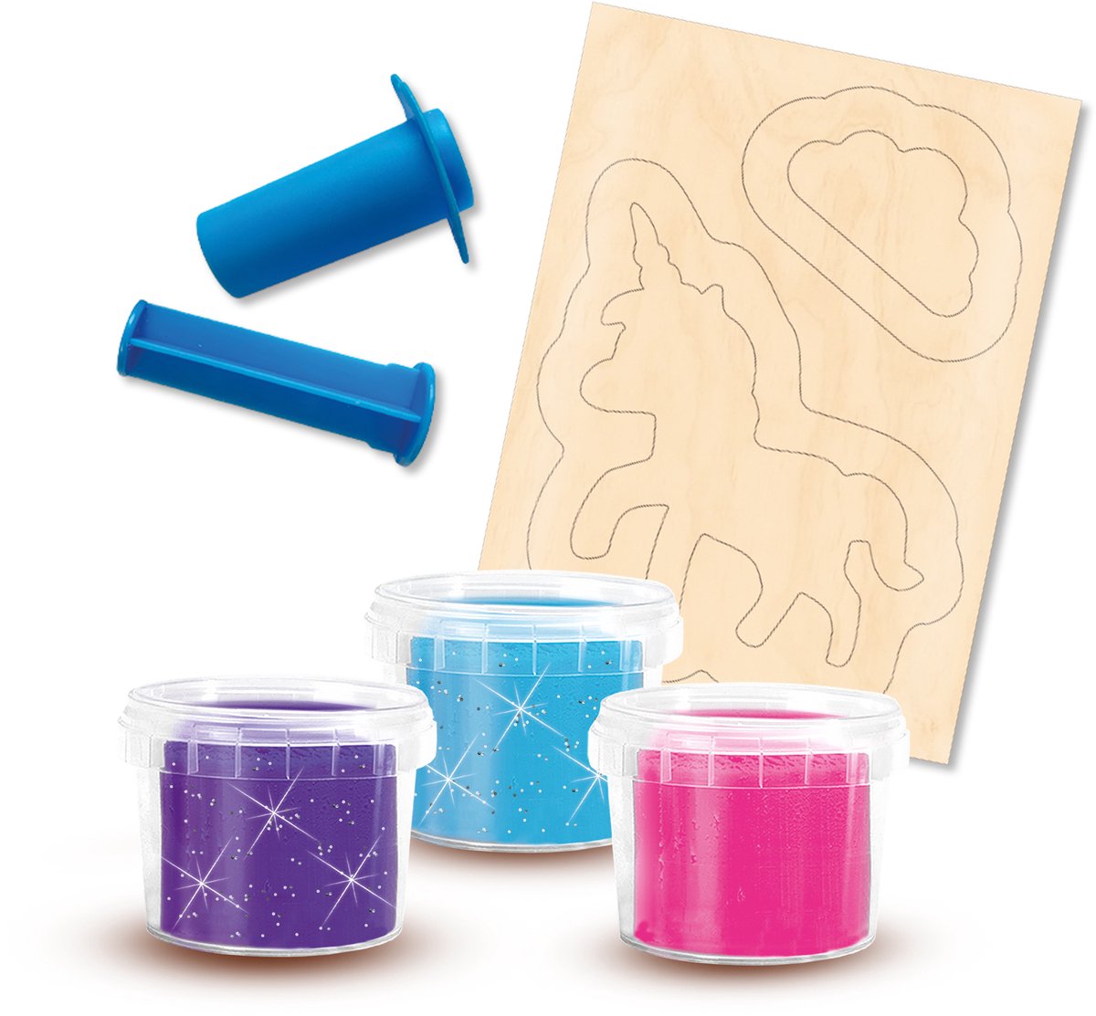 SES Creative Klei Set - Unicorns Neon Glitter met Kleispuit - Vanaf 3 Jaar - 3 x 90 g - Boetseerklei - Glutenvrij - Schoencadeautjes Sinterklaas — cadeau in Spellen & Speelgoed - foto 2