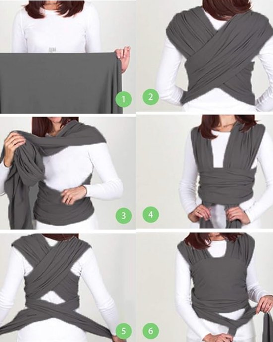 FRONT - Draagdoek voor Baby – Zwangerschapsdoek - Rekbaar & Comfortabel – 100% Katoen – Newborn tot 20 kg – Buik & Heupdragen – 0 tot 3 Jaar – grijs – Unisex — afbeelding 2